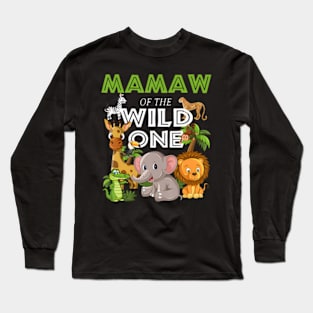 Mamaw of the Wild One Zoo Birthday Safari Jungle Animal Long Sleeve T-Shirt